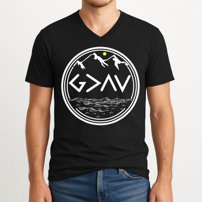 God Is Greater Than The Highs And Lows  V-Neck T-Shirt