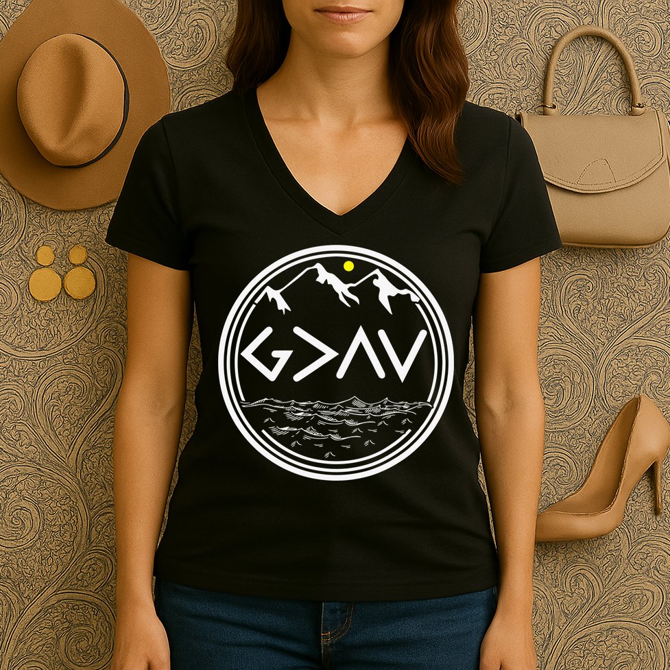 God Is Greater Than The Highs And Lows  Women's V-Neck T-Shirt
