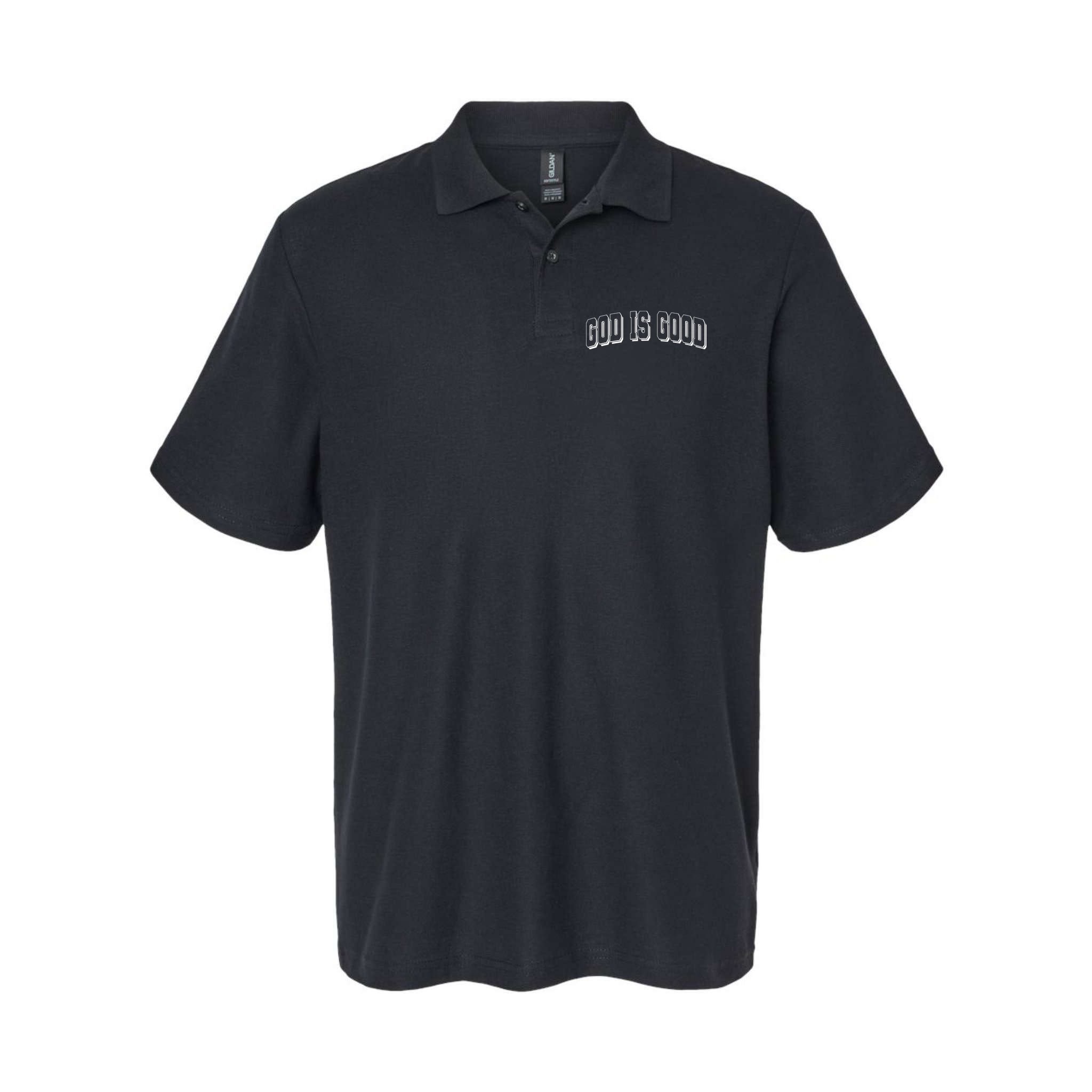 God Is Good Sports University Style Logo Polo