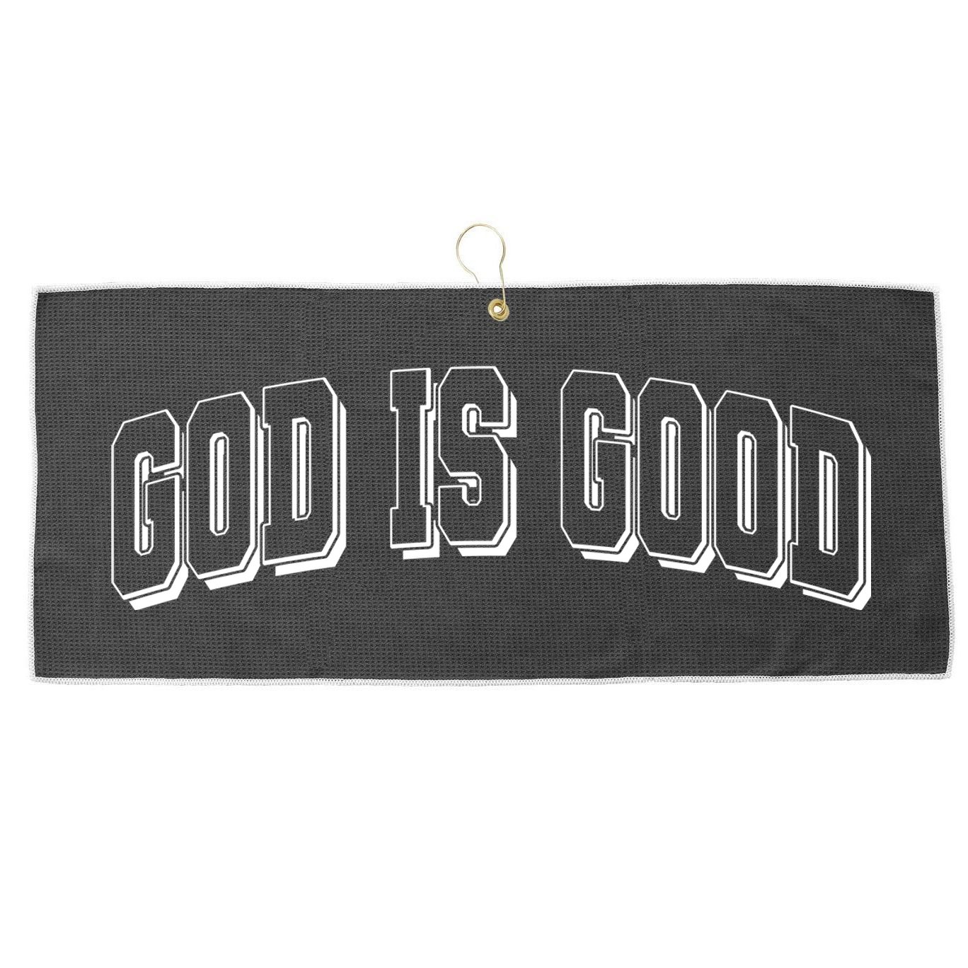 God Is Good Sports University Style Logo Large Microfiber Waffle Golf Towel