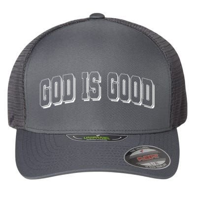 God Is Good Sports University Style Logo Flexfit Unipanel Trucker Cap