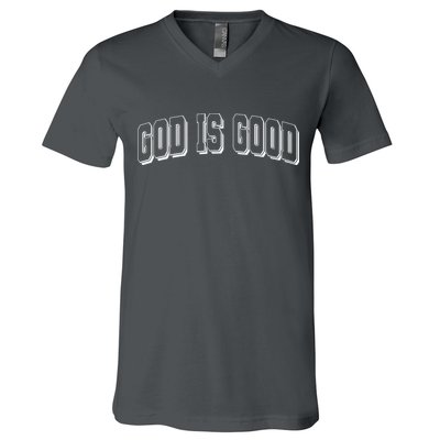 God Is Good Sports University Style Logo V-Neck T-Shirt