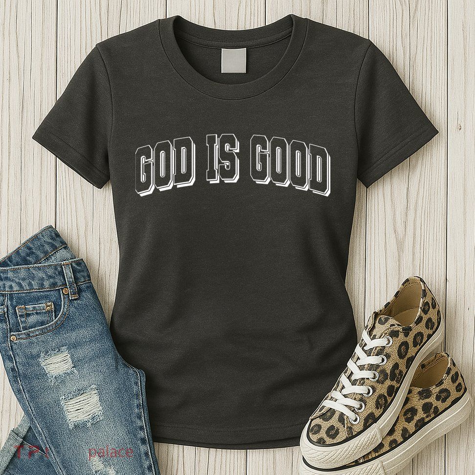 God Is Good Sports University Style Logo Womens T-Shirt