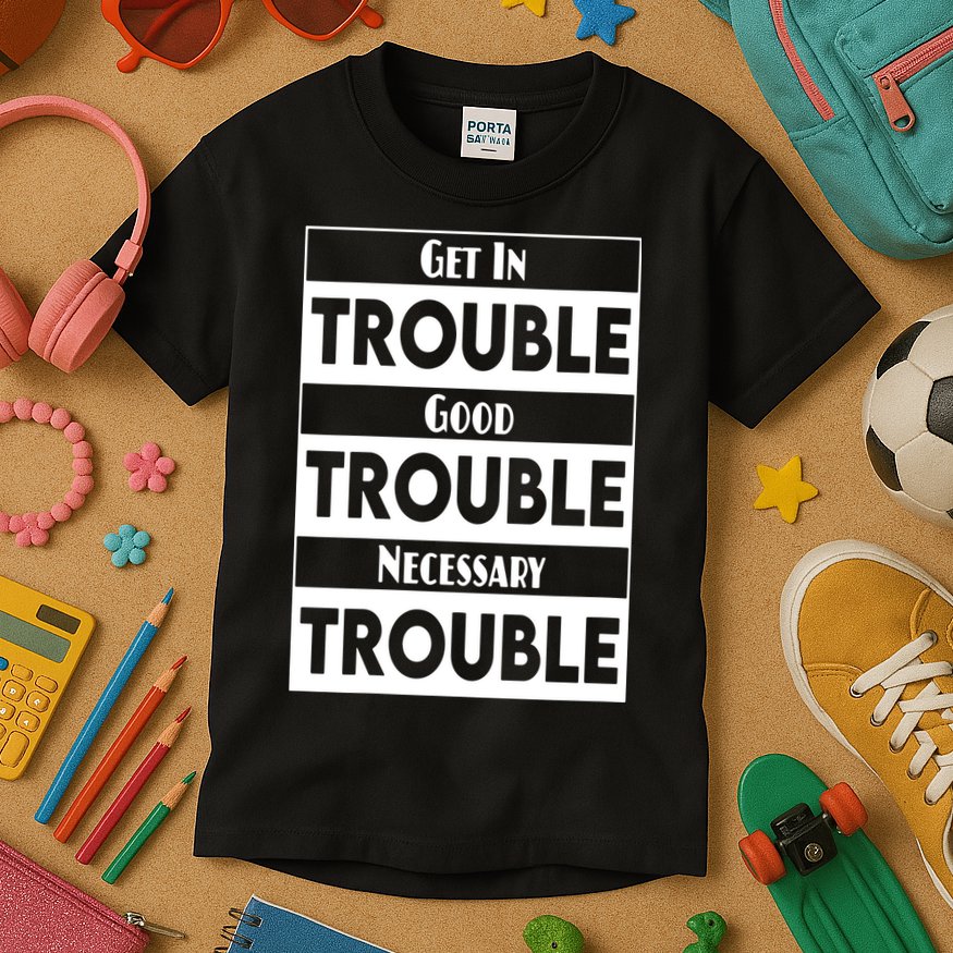 Get In Good Necessary Trouble Civil Rights Social Justice Kids T-Shirt