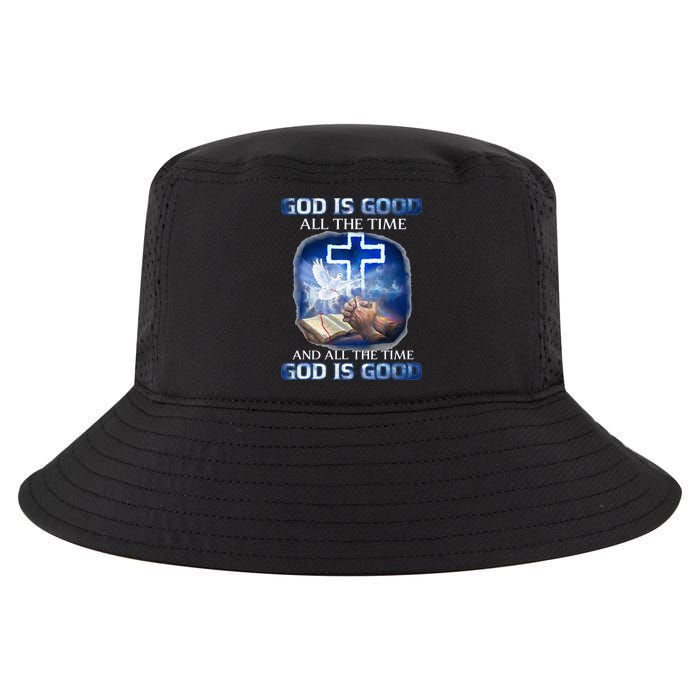 God Is Good All The Time Christian Cross Jesus Quote Cool Comfort Performance Bucket Hat