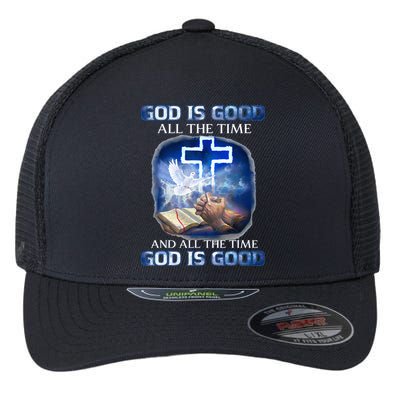 God Is Good All The Time Christian Cross Jesus Quote Flexfit Unipanel Trucker Cap
