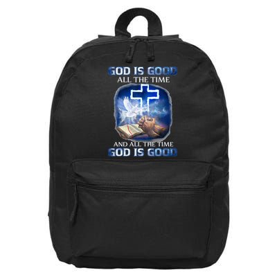 God Is Good All The Time Christian Cross Jesus Quote 16 in Basic Backpack