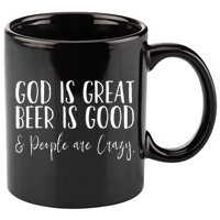God is great beer is good and people are crazy 11oz C Handle Ceramic Mug