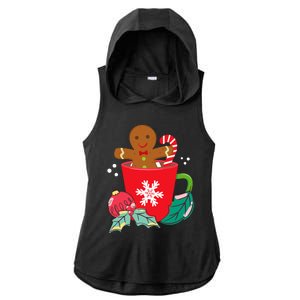 Gingerbread In Hot Cocoa Mug Christmas Holiday Fun Costume Ladies PosiCharge Tri-Blend Wicking Draft Hoodie Tank