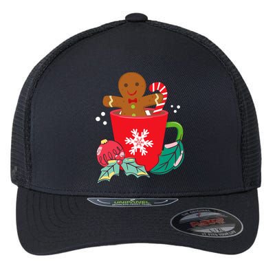 Gingerbread In Hot Cocoa Mug Christmas Holiday Fun Costume Flexfit Unipanel Trucker Cap