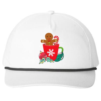 Gingerbread In Hot Cocoa Mug Christmas Holiday Fun Costume Snapback Five-Panel Rope Hat