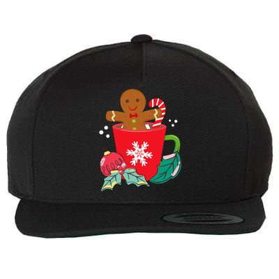 Gingerbread In Hot Cocoa Mug Christmas Holiday Fun Costume Wool Snapback Cap