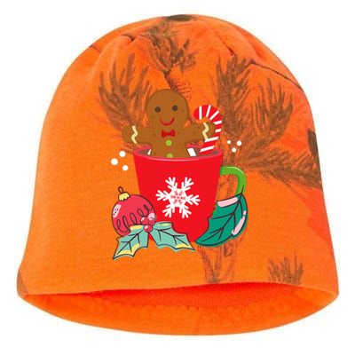 Gingerbread In Hot Cocoa Mug Christmas Holiday Fun Costume Kati - Camo Knit Beanie