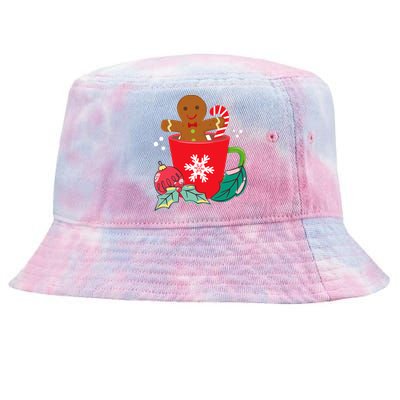 Gingerbread In Hot Cocoa Mug Christmas Holiday Fun Costume Tie-Dyed Bucket Hat