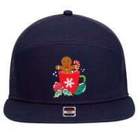 Gingerbread In Hot Cocoa Mug Christmas Holiday Fun Costume 7 Panel Mesh Trucker Snapback Hat