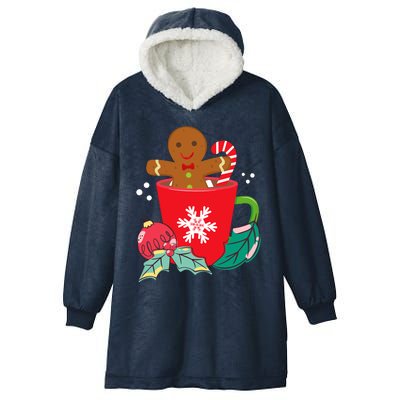 Gingerbread In Hot Cocoa Mug Christmas Holiday Fun Costume Hooded Wearable Blanket