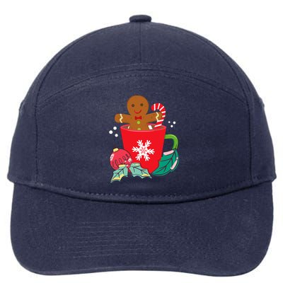 Gingerbread In Hot Cocoa Mug Christmas Holiday Fun Costume 7-Panel Snapback Hat