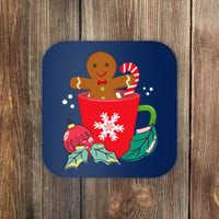 Gingerbread In Hot Cocoa Mug Christmas Holiday Fun Costume Coaster