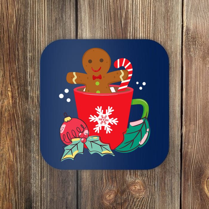 Gingerbread In Hot Cocoa Mug Christmas Holiday Fun Costume Coaster