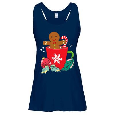 Gingerbread In Hot Cocoa Mug Christmas Holiday Fun Costume Ladies Essential Flowy Tank