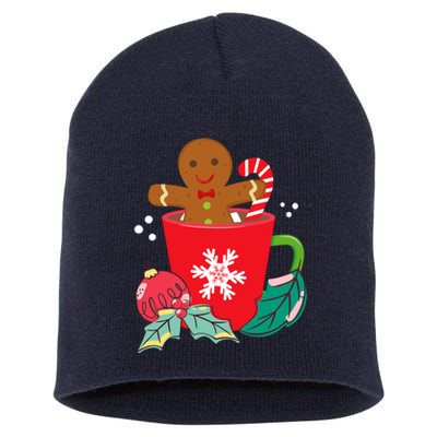 Gingerbread In Hot Cocoa Mug Christmas Holiday Fun Costume Short Acrylic Beanie