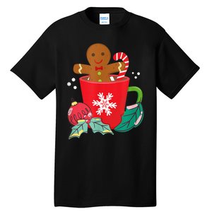 Gingerbread In Hot Cocoa Mug Christmas Holiday Fun Costume Tall T-Shirt