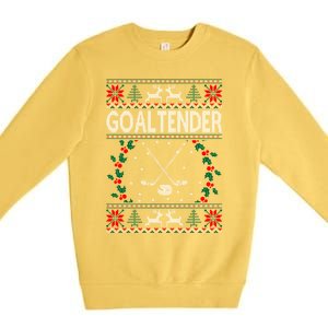 Goaltender Ice Hockey Sports Christmas Ugly Gift Premium Crewneck Sweatshirt