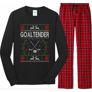 Goaltender Ice Hockey Sports Christmas Ugly Gift Long Sleeve Pajama Set