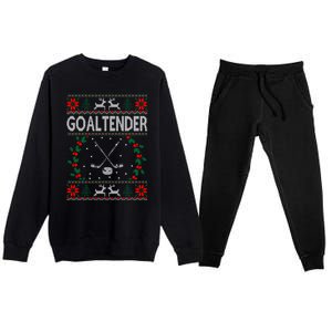 Goaltender Ice Hockey Sports Christmas Ugly Gift Premium Crewneck Sweatsuit Set