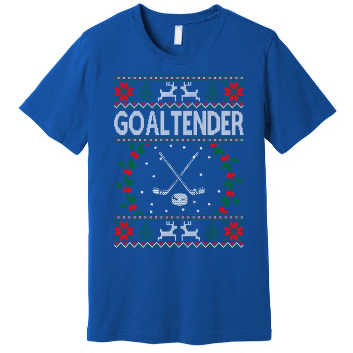 Goaltender Ice Hockey Sports Christmas Ugly Gift Premium T-Shirt