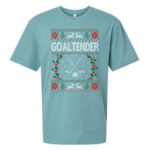 Goaltender Ice Hockey Sports Christmas Ugly Gift Sueded Cloud Jersey T-Shirt