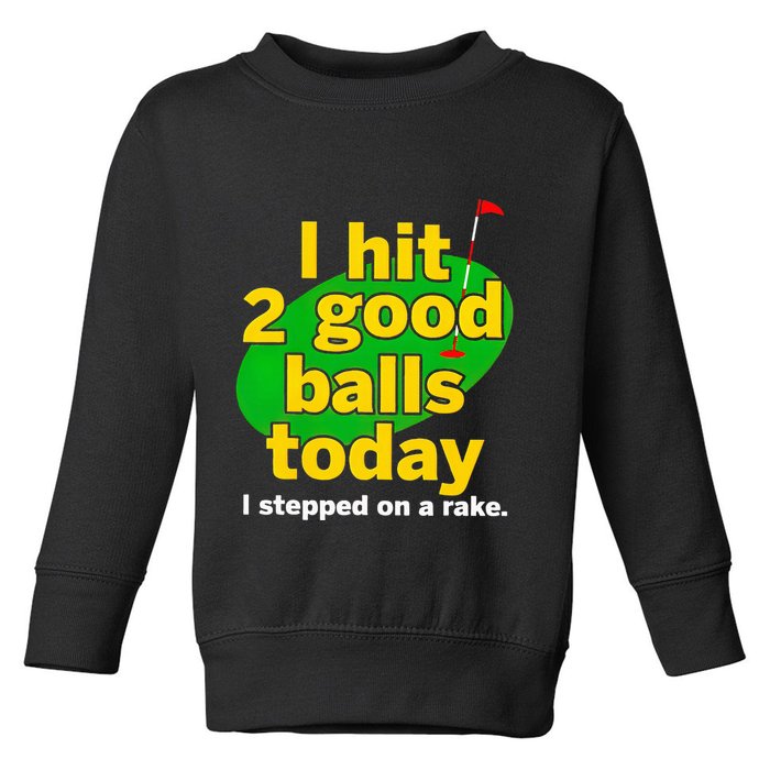 Golf I Hit 2 Good Balls Today I Stepped On A Rake Toddler Sweatshirt