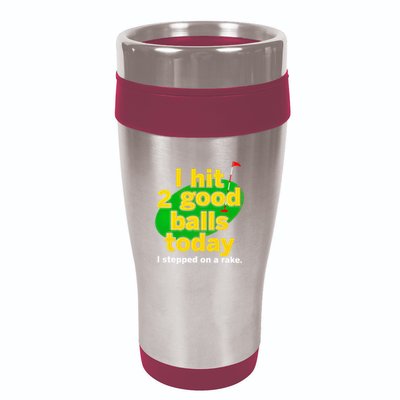 Golf I Hit 2 Good Balls Today I Stepped On A Rake 16oz Travel Tumbler