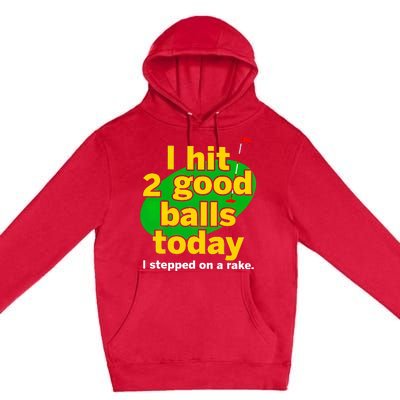 Golf I Hit 2 Good Balls Today I Stepped On A Rake Premium Pullover Hoodie