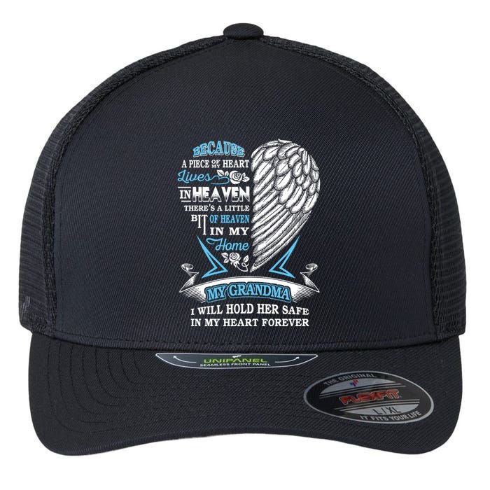 Grandma In Heaven Forever In My Heart In Memory Of Grandma Gift Flexfit Unipanel Trucker Cap