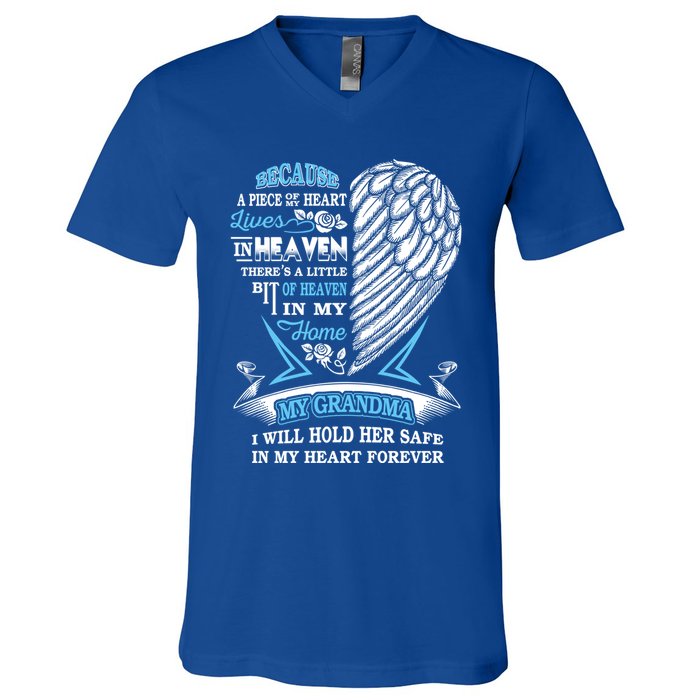 Grandma In Heaven Forever In My Heart In Memory Of Grandma Gift V-Neck T-Shirt