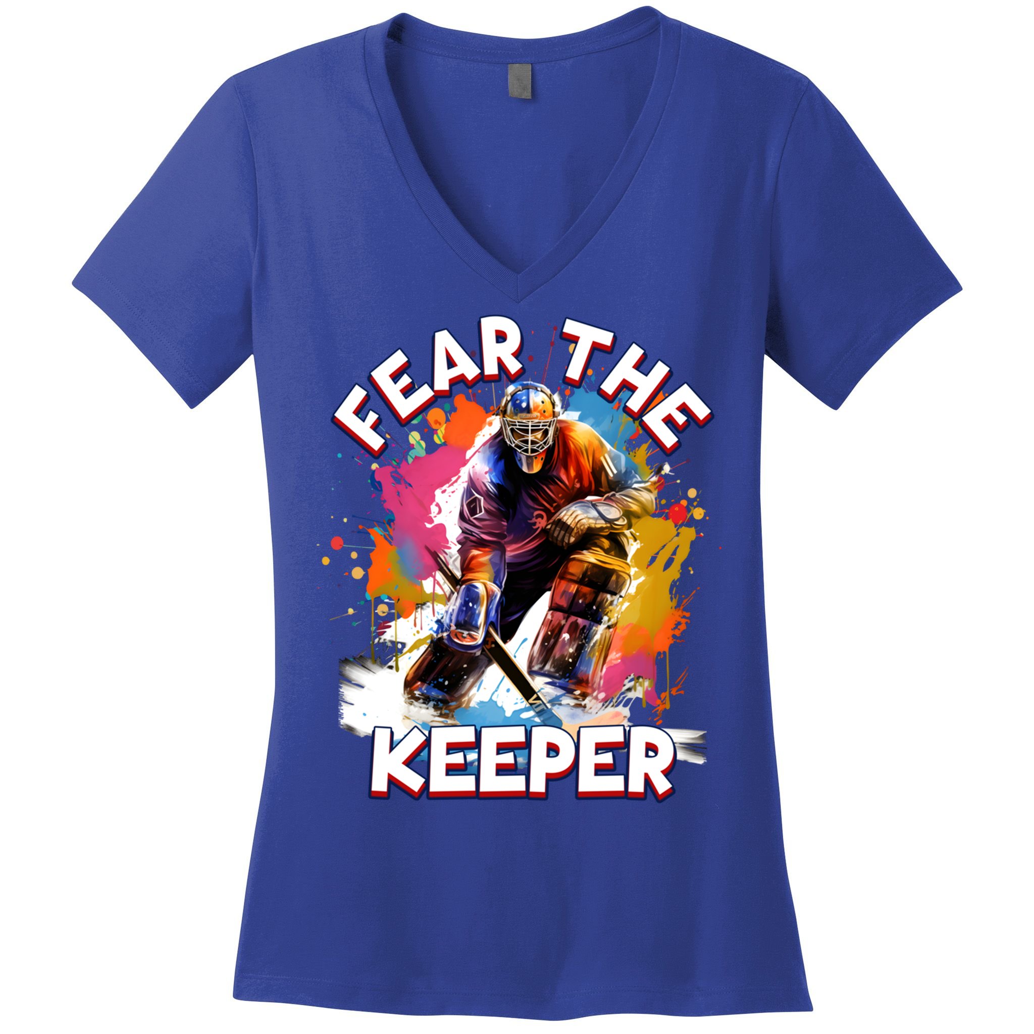 Goalie Ice Hockey Goalkeeper Sport Goaltender Keeper Team Gift Women's V-Neck T-Shirt