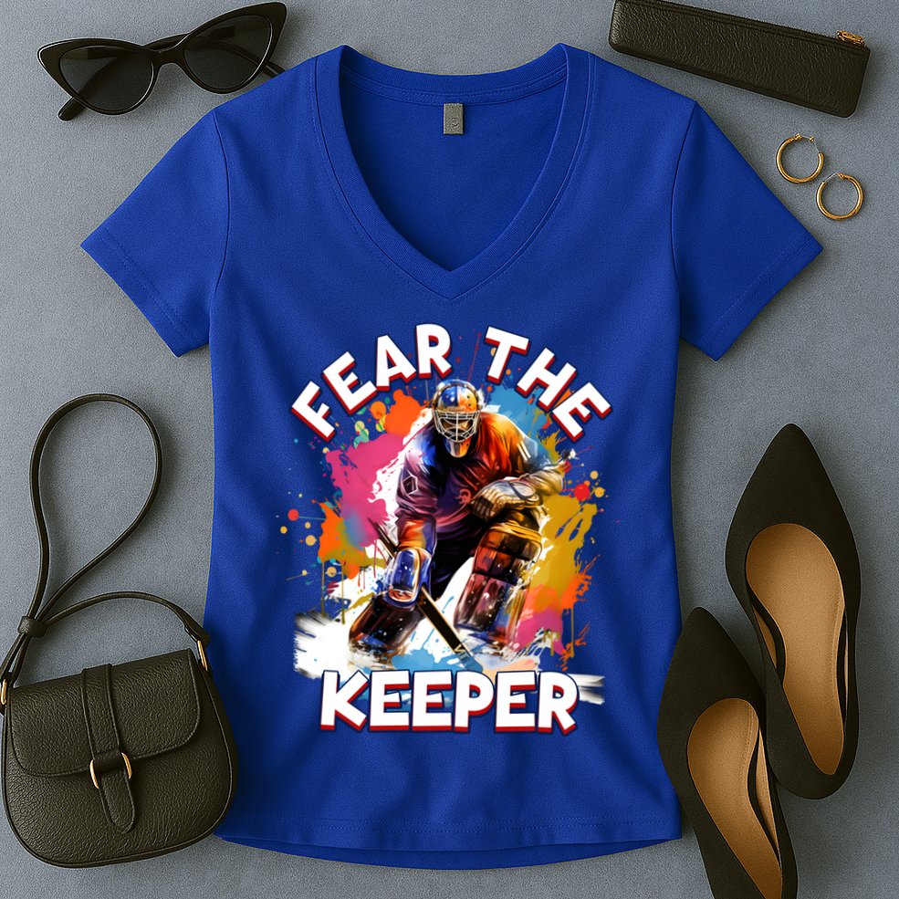 Goalie Ice Hockey Goalkeeper Sport Goaltender Keeper Team Gift Women's V-Neck T-Shirt