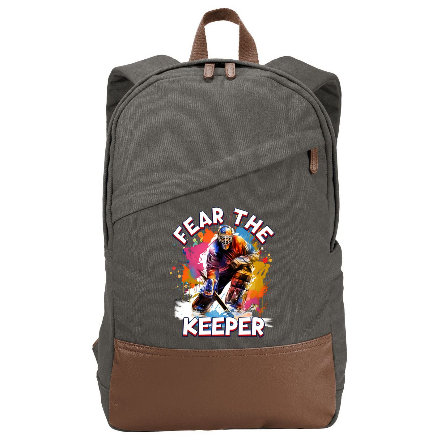 Goalie Ice Hockey Goalkeeper Sport Goaltender Keeper Team Gift Cotton Canvas Backpack