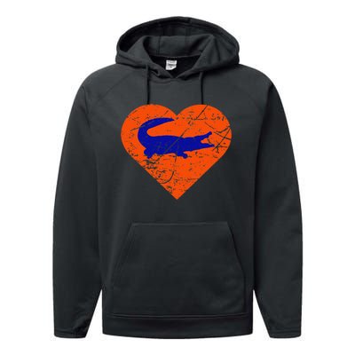 Gators In Heart I Love Gators Performance Fleece Hoodie