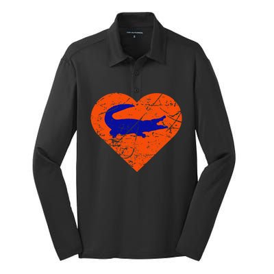 Gators In Heart I Love Gators Silk Touch Performance Long Sleeve Polo