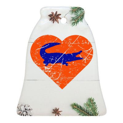 Gators In Heart I Love Gators Ceramic Bell Ornament