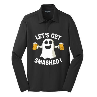 Ghost Ing Halloween Costume LetS Get Smashed Gift Silk Touch Performance Long Sleeve Polo