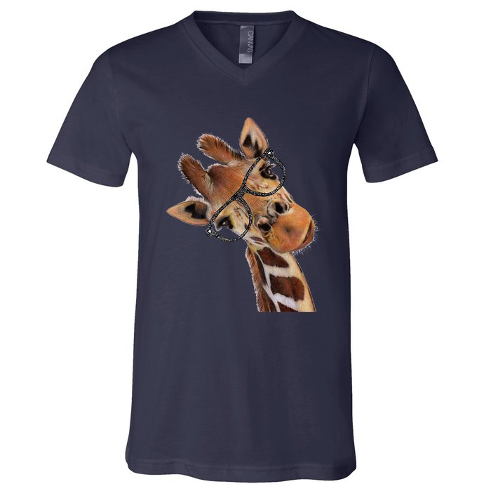 Good Ime Hipster Giraffe Fun V-Neck T-Shirt