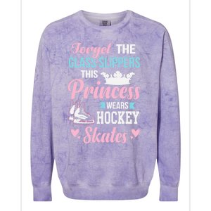 Girls Ice Hockey TShirt This Princess Wears Hockey Skates Colorblast Crewneck Sweatshirt