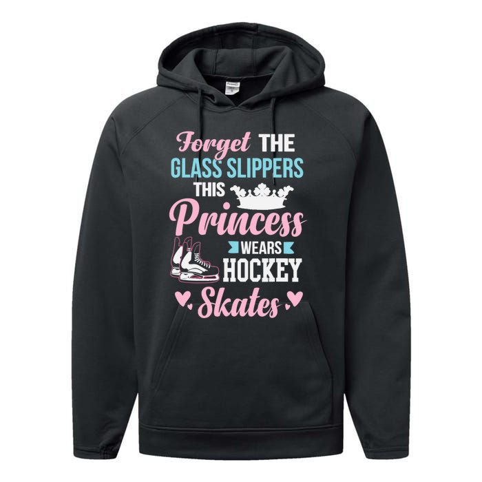 Girls Ice Hockey TShirt This Princess Wears Hockey Skates Performance Fleece Hoodie