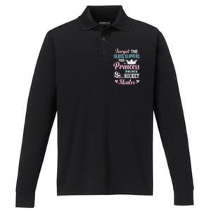 Girls Ice Hockey TShirt This Princess Wears Hockey Skates Performance Long Sleeve Polo