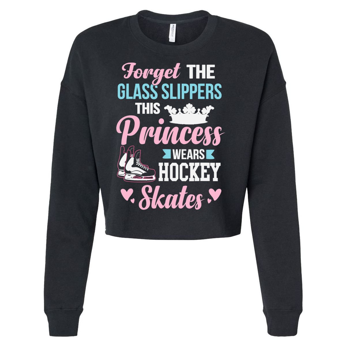 Girls Ice Hockey TShirt This Princess Wears Hockey Skates Cropped Pullover Crew