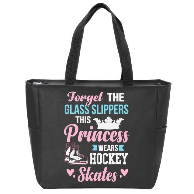 Girls Ice Hockey TShirt This Princess Wears Hockey Skates Zip Tote Bag