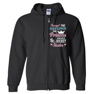 Girls Ice Hockey TShirt This Princess Wears Hockey Skates Full Zip Hoodie